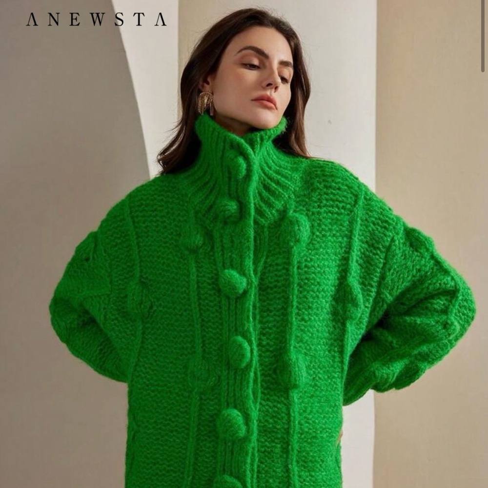 Vibrant Green Knit Cardigan